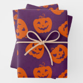 Halloween Pumpkins im Lila Hintergrundemuster Geschenkpapier Set (Beispiel)
