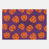 Halloween Pumpkins im Lila Hintergrundemuster Geschenkpapier Set (Vorderseite)