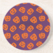 Halloween Pumpkins im Lila Hintergrundemuster Getränkeuntersetzer (Vorne)