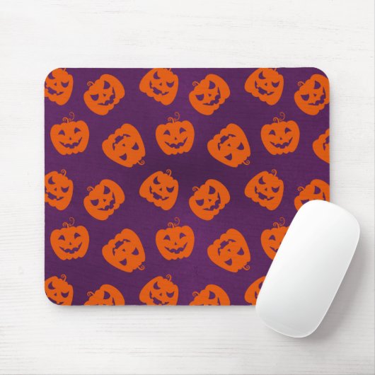 Halloween Pumpkins im Lila Hintergrundemuster Mousepad (Mit Mouse)