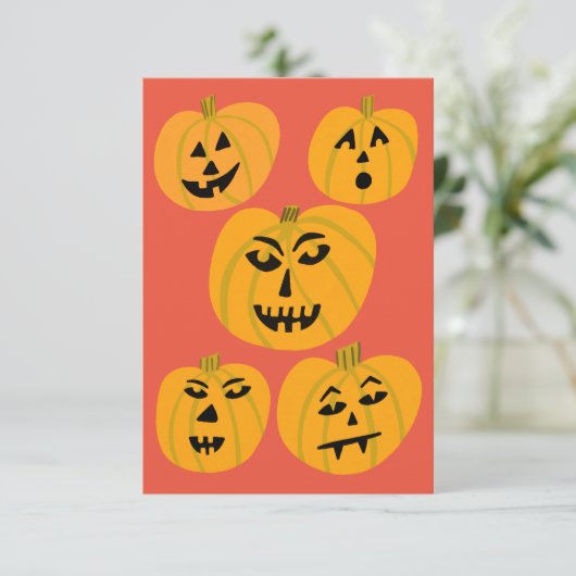 Halloween Pumpkins Jack-O-Lantern Card (Stehend Vorderseite)