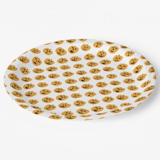 Halloween PUMPKINS Jack-O-Lanterns Pappteller (Schrägansicht)