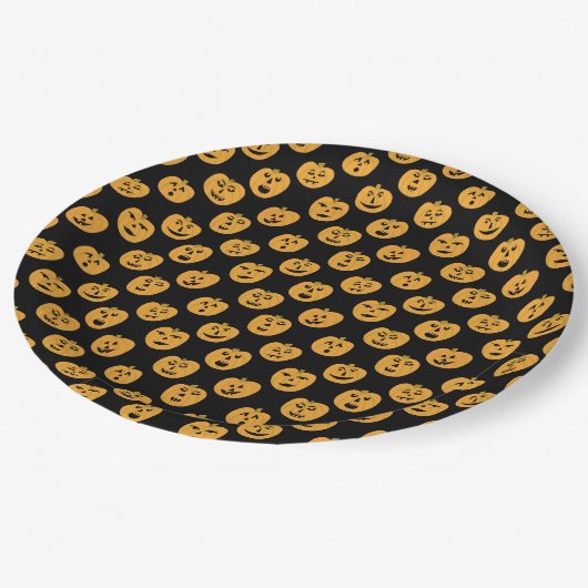 Halloween PUMPKINS Jack-O-Lanterns Pappteller (Schrägansicht)