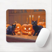 Halloween Pumpkins Katzenjammer Niedlich Spooky Fe Mousepad (Mit Mouse)
