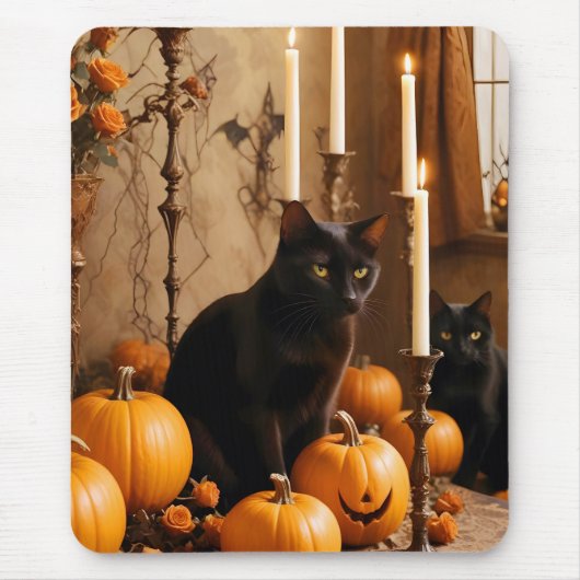 Halloween Pumpkins Katzenjammer Niedlich Spooky Fe Mousepad (Vorne)