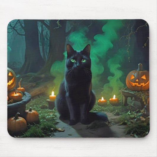 Halloween Pumpkins Katzenjammer Niedlich Spooky Fe Mousepad (Vorne)