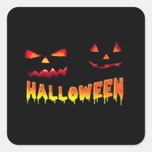 HALLOWEEN PUMPKINS LAUEN IM DUNKEL QUADRATISCHER AUFKLEBER