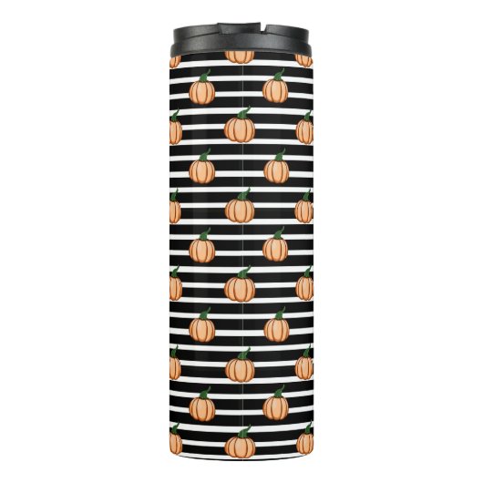 Halloween Pumpkins mit Streifen, Erntedank Thermosbecher (Rückseite)