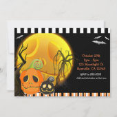 Halloween Pumpkins Moonlight 1. Geburtstag Party Einladung (Rückseite)