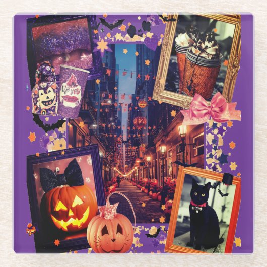 Halloween Pumpkins Niedlich Girly Spooky Glasuntersetzer (Vorderseite)
