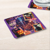 Halloween Pumpkins Niedlich Girly Spooky Rechteckiger Pappuntersetzer (angewinkelt)