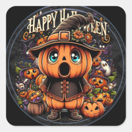 Halloween Pumpkins no 6 Classic Square Sticker