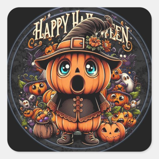 Halloween Pumpkins no 6 Classic Square Sticker (Vorderseite)