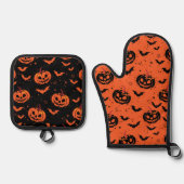 Halloween pumpkins ofenhandschuh & Topflappen-Set (Vorderseite)