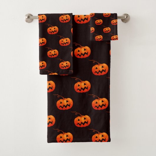 Halloween Pumpkins, Orange Pumpkins Trick oder Tre Badhandtuch Set (Insitu)
