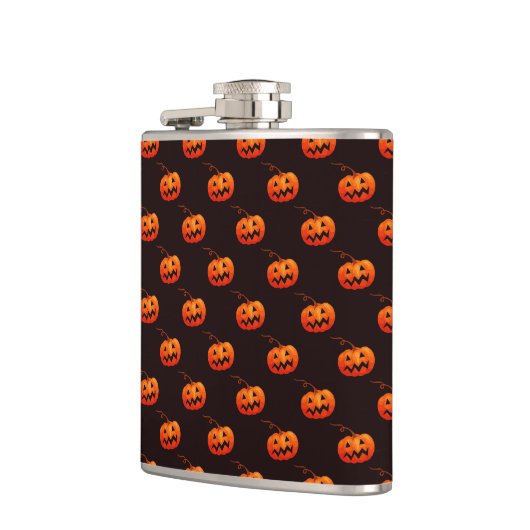 Halloween Pumpkins, Orange Pumpkins Trick oder Tre Flachmann (Links)
