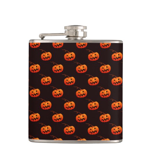 Halloween Pumpkins, Orange Pumpkins Trick oder Tre Flachmann (Vorderseite)