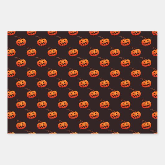 Halloween Pumpkins, Orange Pumpkins Trick oder Tre Geschenkpapier Set (Vorderseite 3)