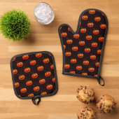 Halloween Pumpkins, Orange Pumpkins Trick oder Tre Ofenhandschuh & Topflappen-Set (Oben Unten)