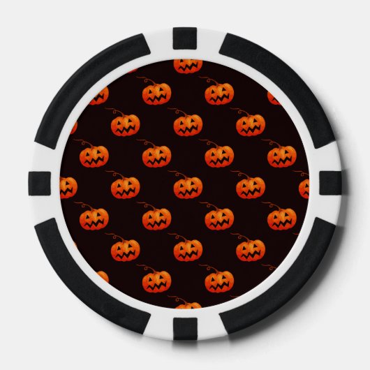 Halloween Pumpkins, Orange Pumpkins Trick oder Tre Pokerchips (Vorderseite)