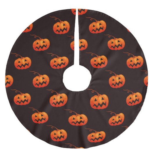 Halloween Pumpkins, Orange Pumpkins Trick oder Tre Polyester Weihnachtsbaumdecke (Vorderseite)