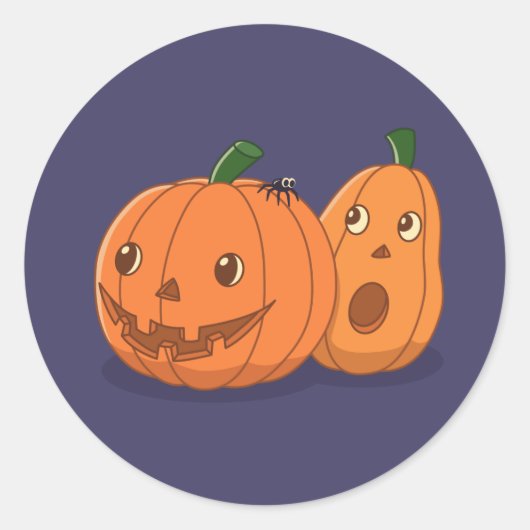 Halloween Pumpkins Pair on Purple Runder Aufkleber (Vorderseite)