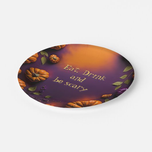 Halloween Pumpkins Pappteller (Schrägansicht)