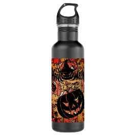 Halloween, Pumpkins Party, Black Pink Edelstahlflasche