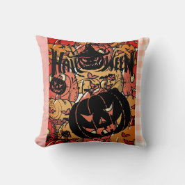 Halloween, Pumpkins Party, Black Pink Kissen