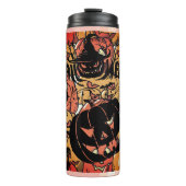 Halloween, Pumpkins Party, Black Pink Thermosbecher (Vorderseite)