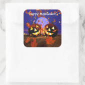 Halloween Pumpkins Playing Quadratischer Aufkleber (Tasche)