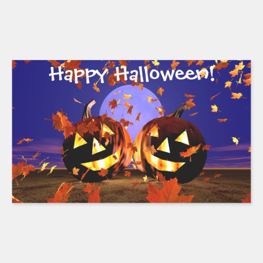 Halloween Pumpkins Playing Rechteckiger Aufkleber (Vorderseite)