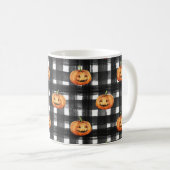 Halloween Pumpkins: Schachbrettmuster. Kaffeetasse (VorderseiteRechts)