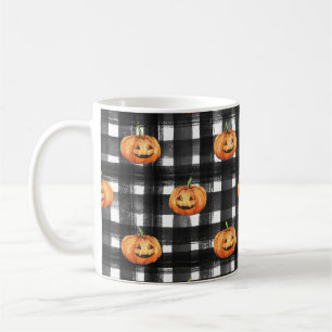 Halloween Pumpkins: Schachbrettmuster. Kaffeetasse