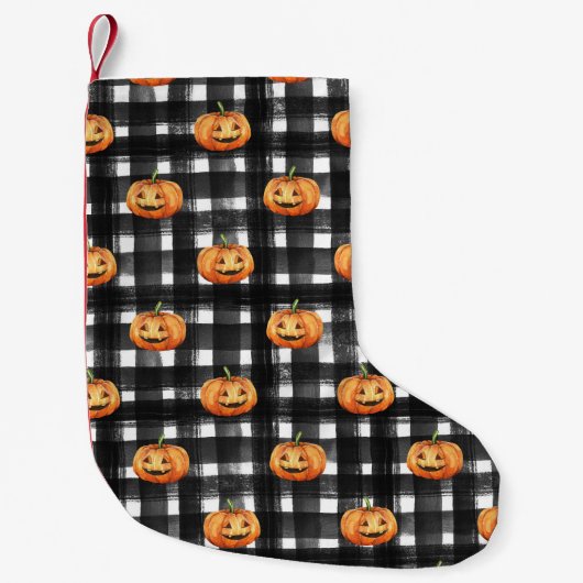 Halloween Pumpkins: Schachbrettmuster. Kleiner Weihnachtsstrumpf (Vorderseite)