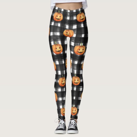Halloween Pumpkins: Schachbrettmuster. Leggings (Vorderseite)