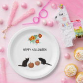 Halloween Pumpkins, Schwarze Katzen, Marigolds Pappteller (Party)