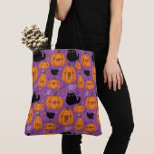 Halloween Pumpkins Schwarze Katzen und Geist Tasche (Von Nahem)