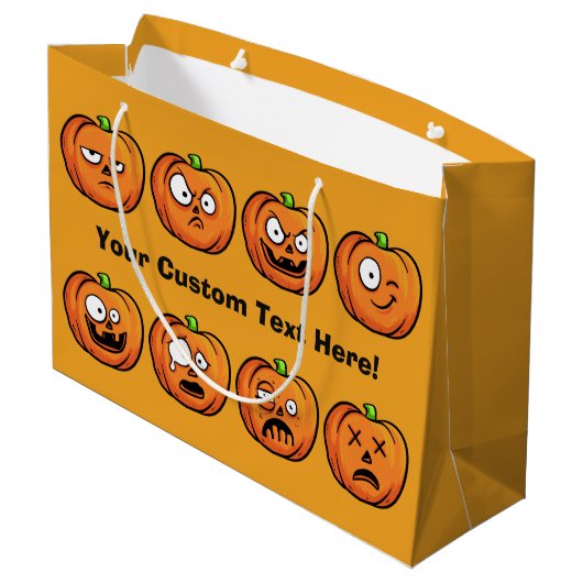 Halloween Pumpkins Sondertext Große Geschenktasche Geschenktüte (Rückseite Schrägansicht)