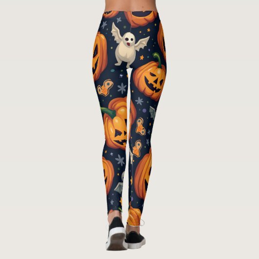 Halloween Pumpkins: Spooky Seamless Pattern. Leggi Leggings (Rückseite)