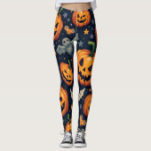 Halloween Pumpkins: Spooky Seamless Pattern. Leggi Leggings (Vorderseite)