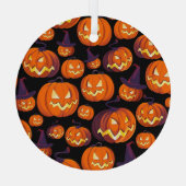 Halloween Pumpkins: Spooky Seamless Pattern. Ornament Aus Glas (Rückseite)
