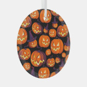 Halloween Pumpkins: Spooky Seamless Pattern. Ornament Aus Glas (Vorderseite Rechts)