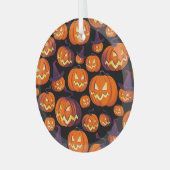 Halloween Pumpkins: Spooky Seamless Pattern. Ornament Aus Glas (Vorderseite links)