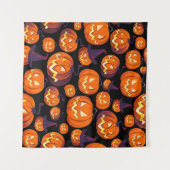Halloween Pumpkins: Spooky Seamless Pattern. Wandteppich (Vorderseite (Horizontal))