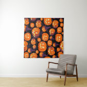 Halloween Pumpkins: Spooky Seamless Pattern. Wandteppich (Beispiel (Horizontal))
