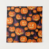 Halloween Pumpkins: Spooky Seamless Pattern. Wandteppich (Vorderseite)