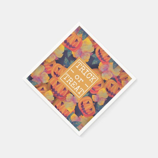 Halloween Pumpkins Trick oder Treat | Serviette (Ecke)