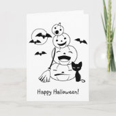 Halloween Pumpkins und Black Cat Doodle Color Me Karte (Vorderseite)