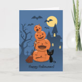 Halloween Pumpkins und Black Cat Karte (Vorderseite)
